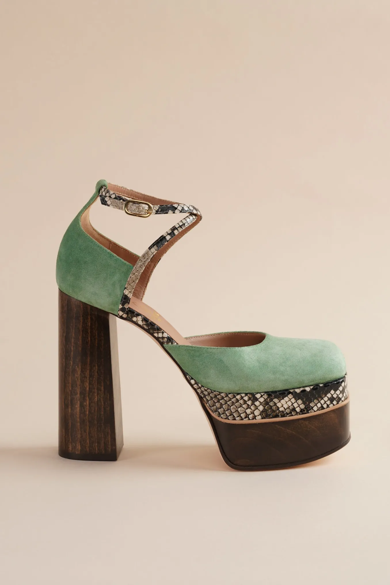 Disco Mary Jane Platform In Cactus Green Suede