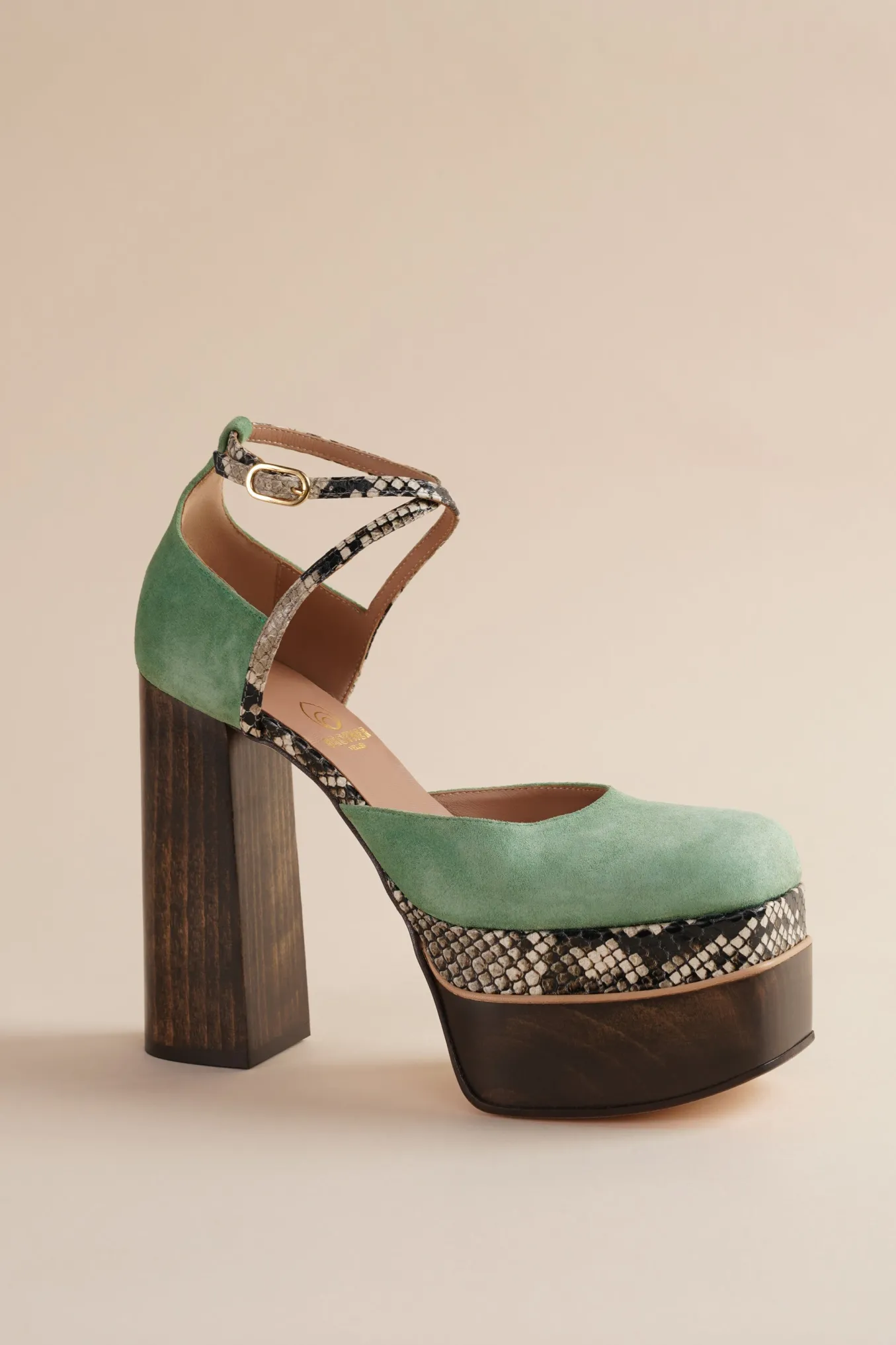 Disco Mary Jane Platform In Cactus Green Suede