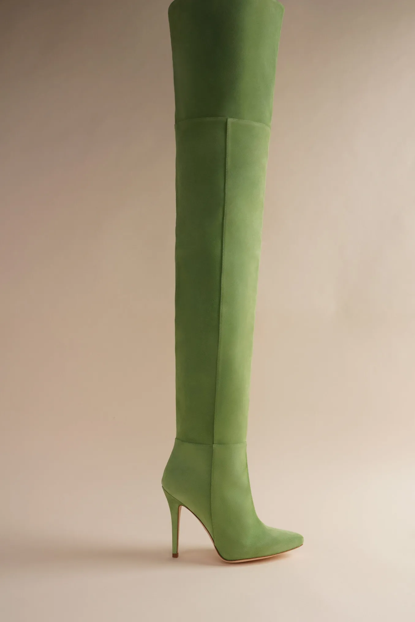 Allora Over The Knee Boot In Cactus Green Suede