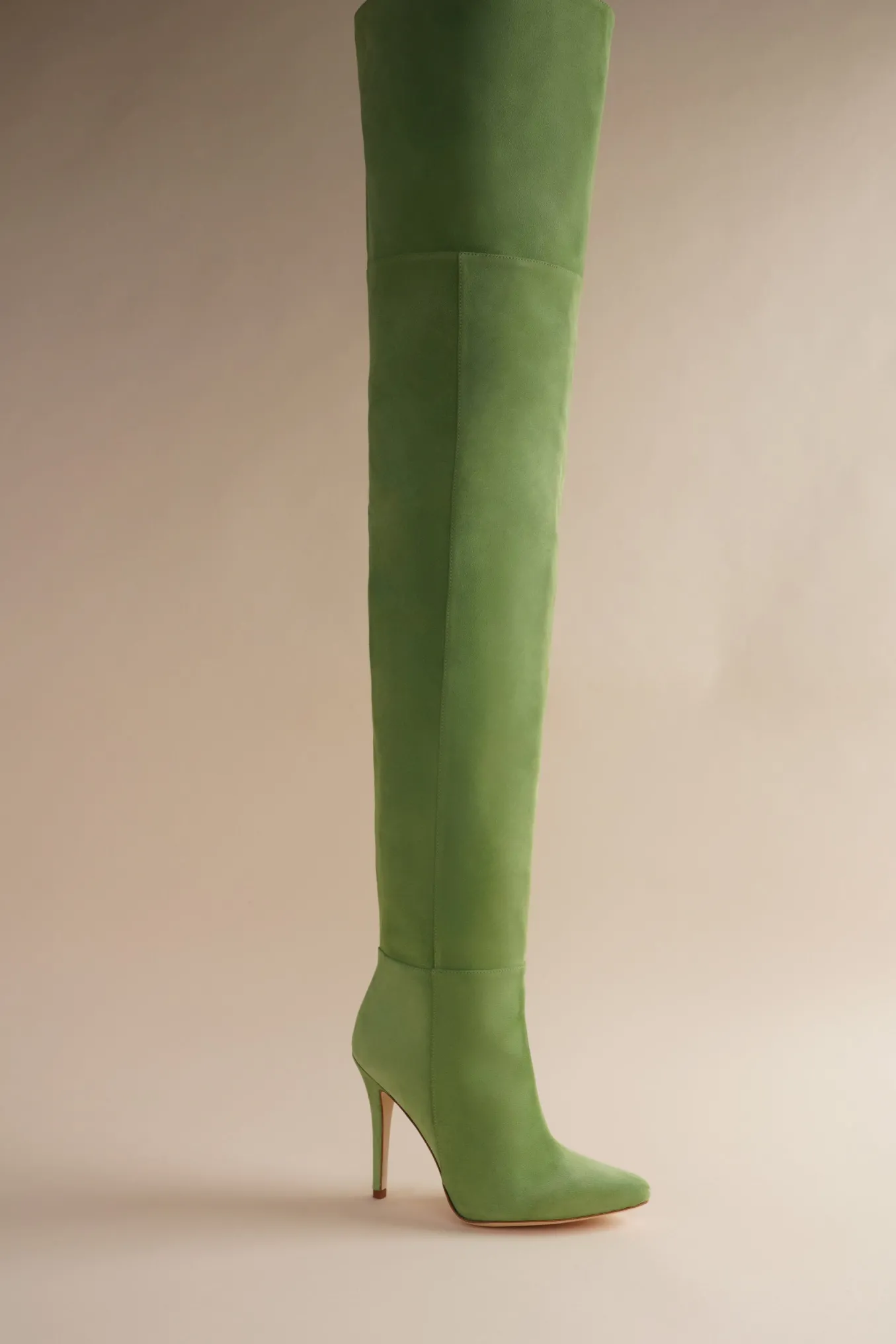 Allora Over The Knee Boot In Cactus Green Suede