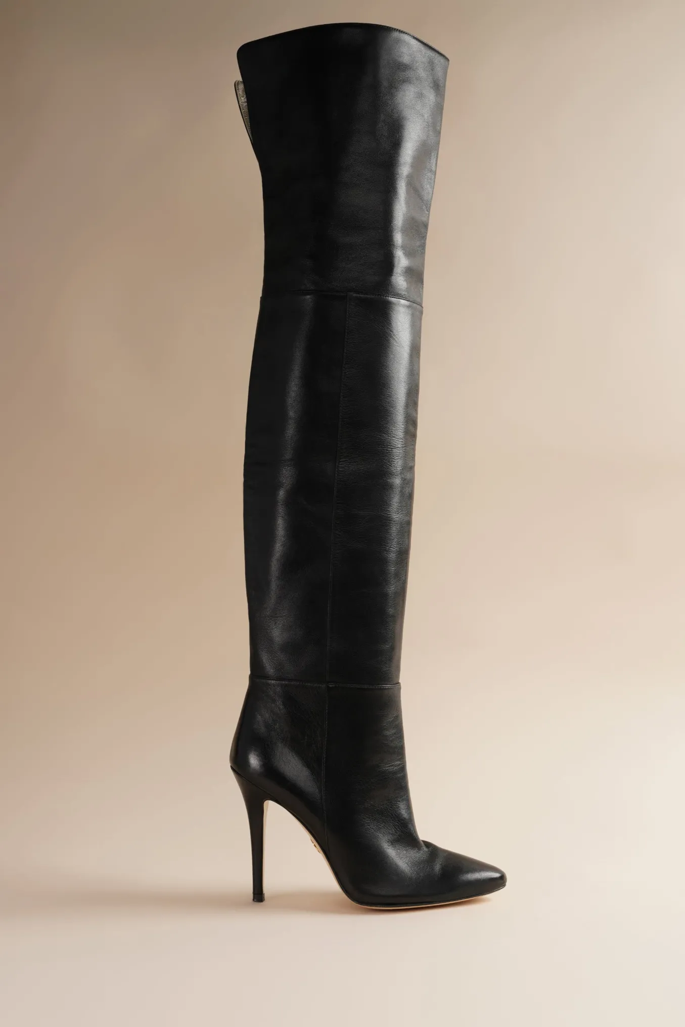 Allora Over The Knee Boot In Black Midnight Leather