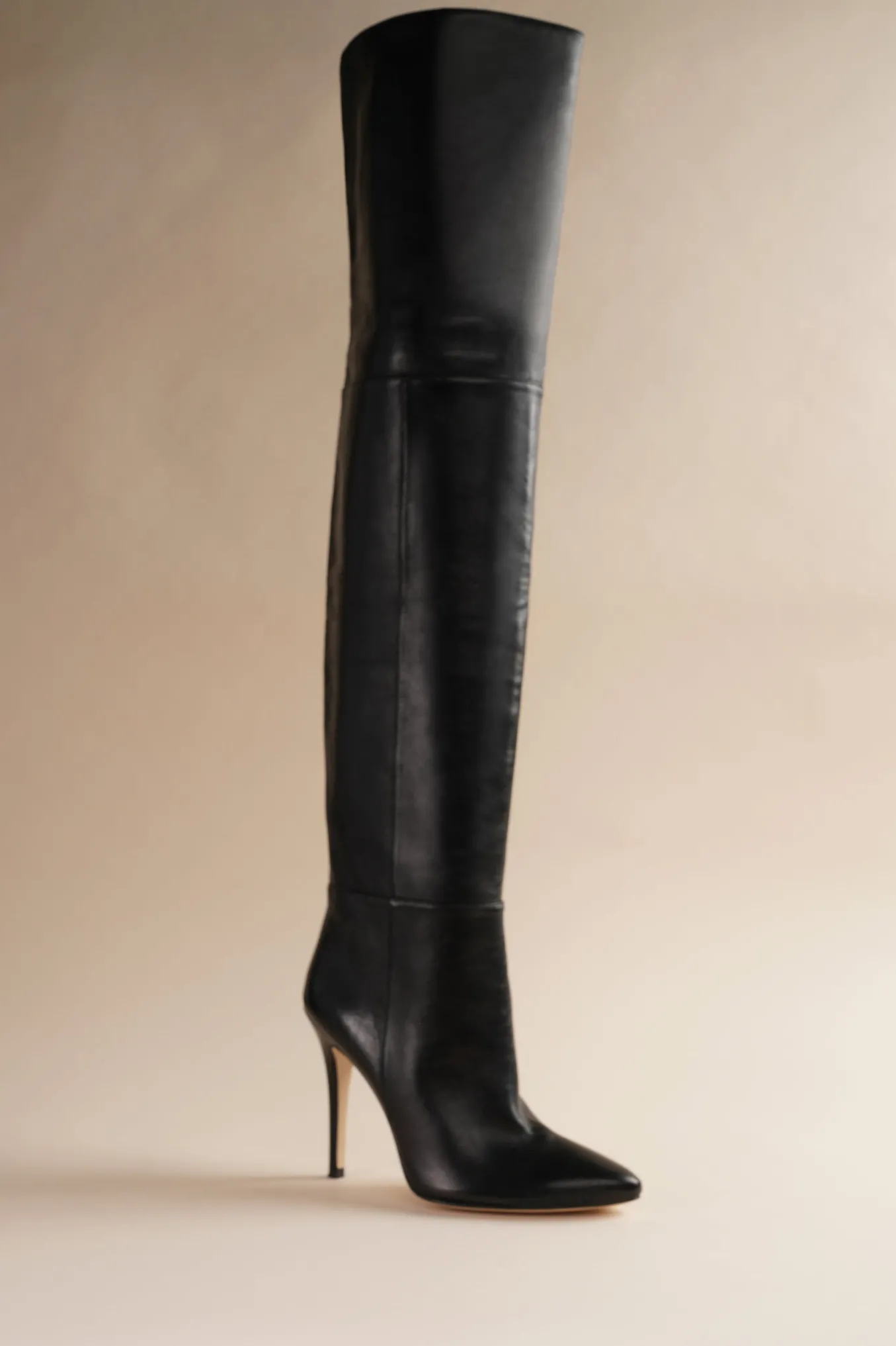 Allora Over The Knee Boot In Black Midnight Leather